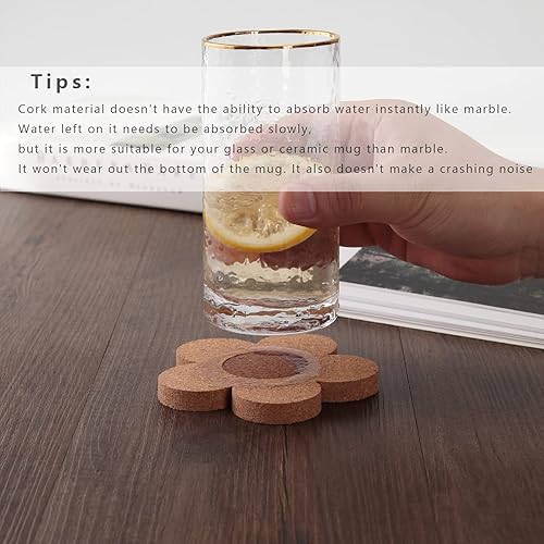 Miniatura 4 de Juego de 12 posavasos de corcho de 38 pulgadas de grosor para bebidas, absorbentes y reutilizables, 100% corcho natural de 4 pulgadas, forma de