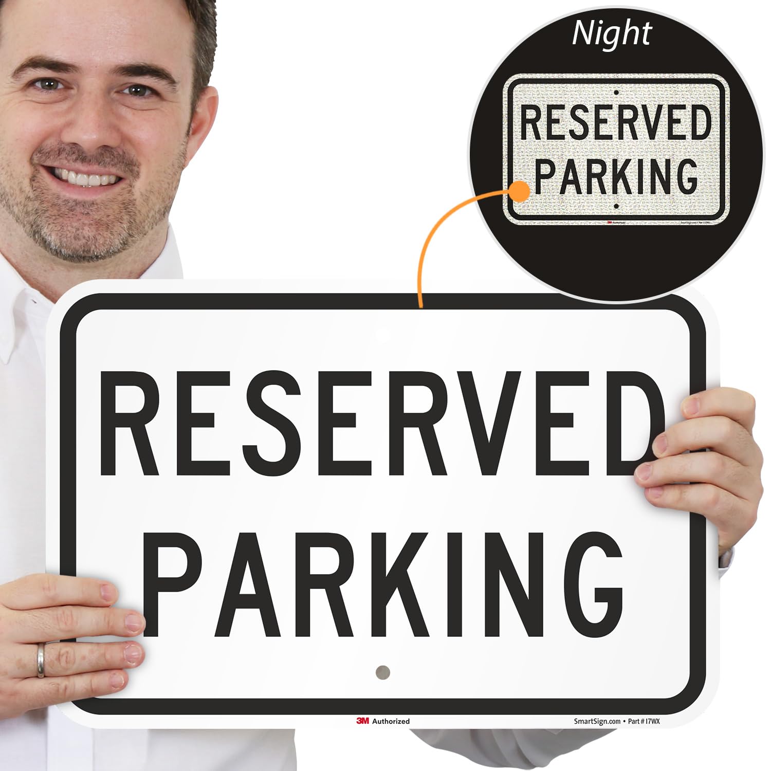 SmartSign Paquete de 2 letreros de estacionamiento reservado, 12 x 18 pulgadas, aluminio inoxidable de 63 mil para exteriores, material reflectante laminado 3M, resistente a la decoloración, esquinas