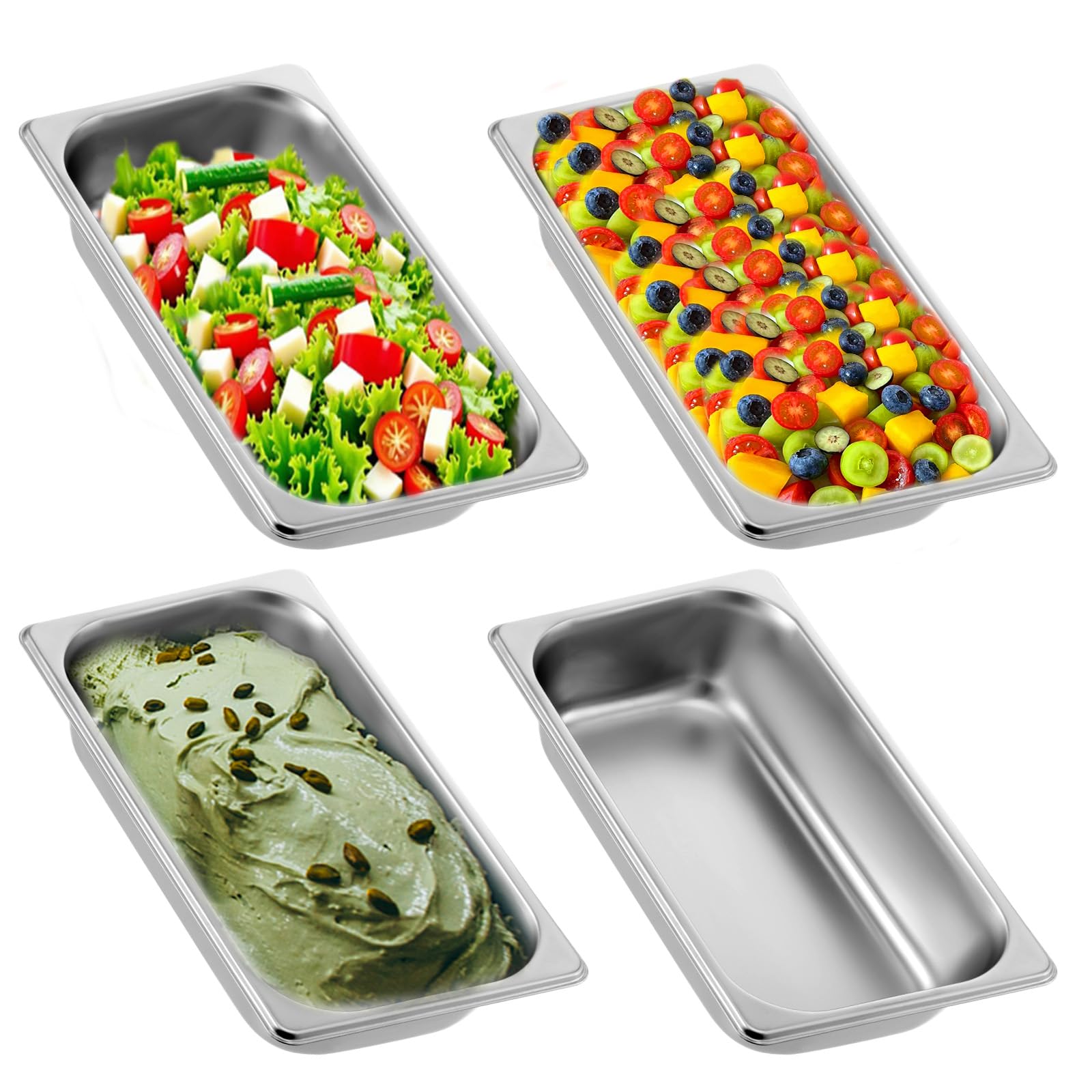 EupHHonycs 4 Pack 1/3 Size Hotel Pans