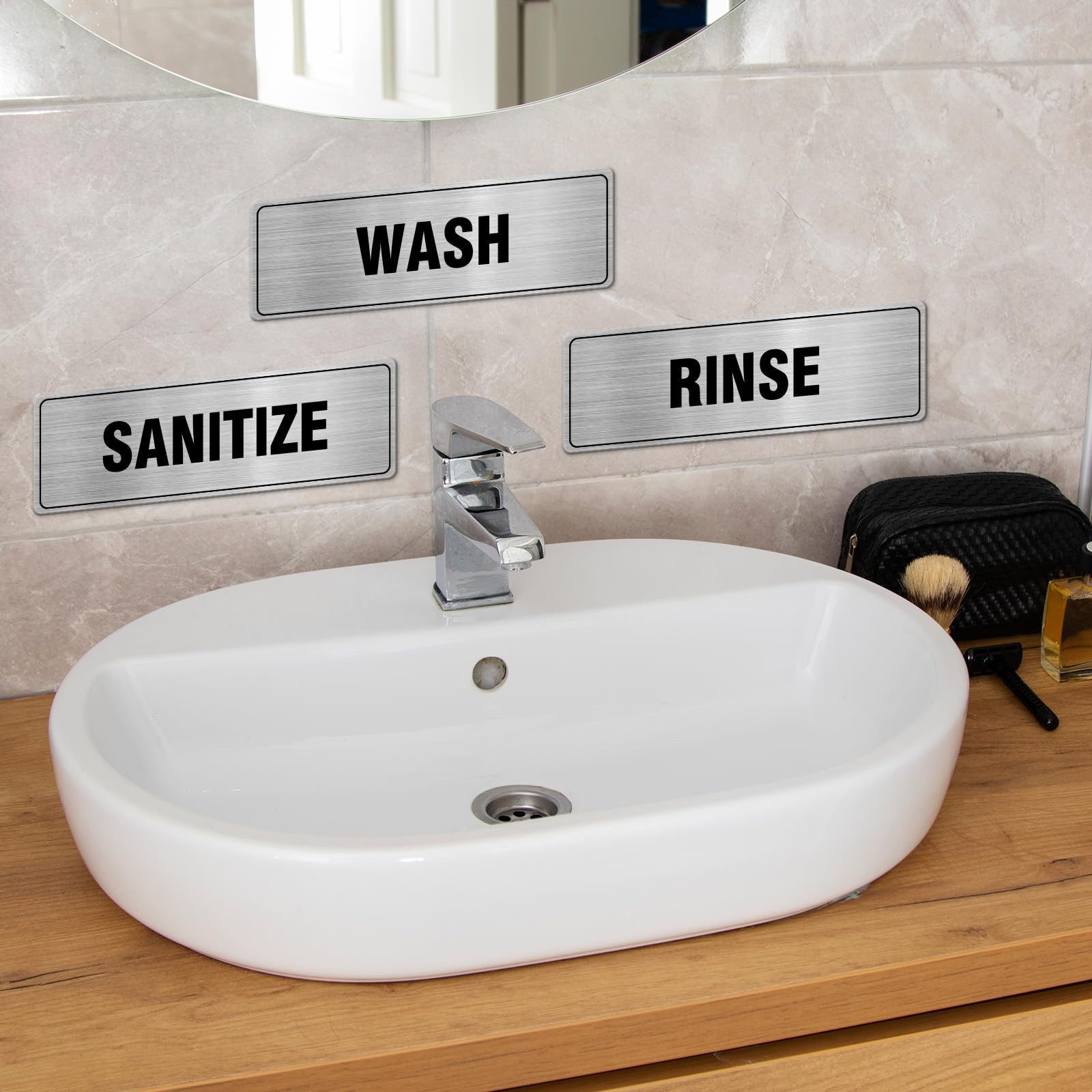 Wash Rinse Sanitize Signs - 3 Pack -2
