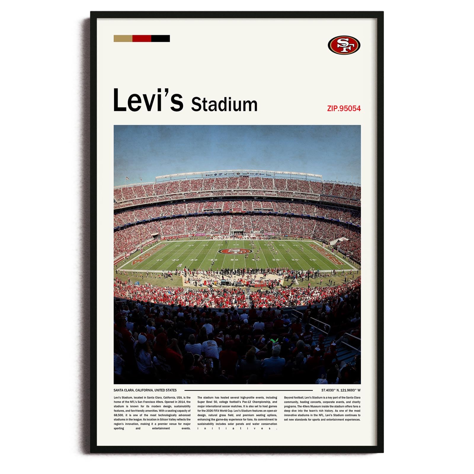 Photo 1 of (Unframed 16"x24") Levi'sStadium Canvas Print – San Francisco Home Field Wall Art for 49ers Fans, Sports poster for Game Room or Man Cave Decor