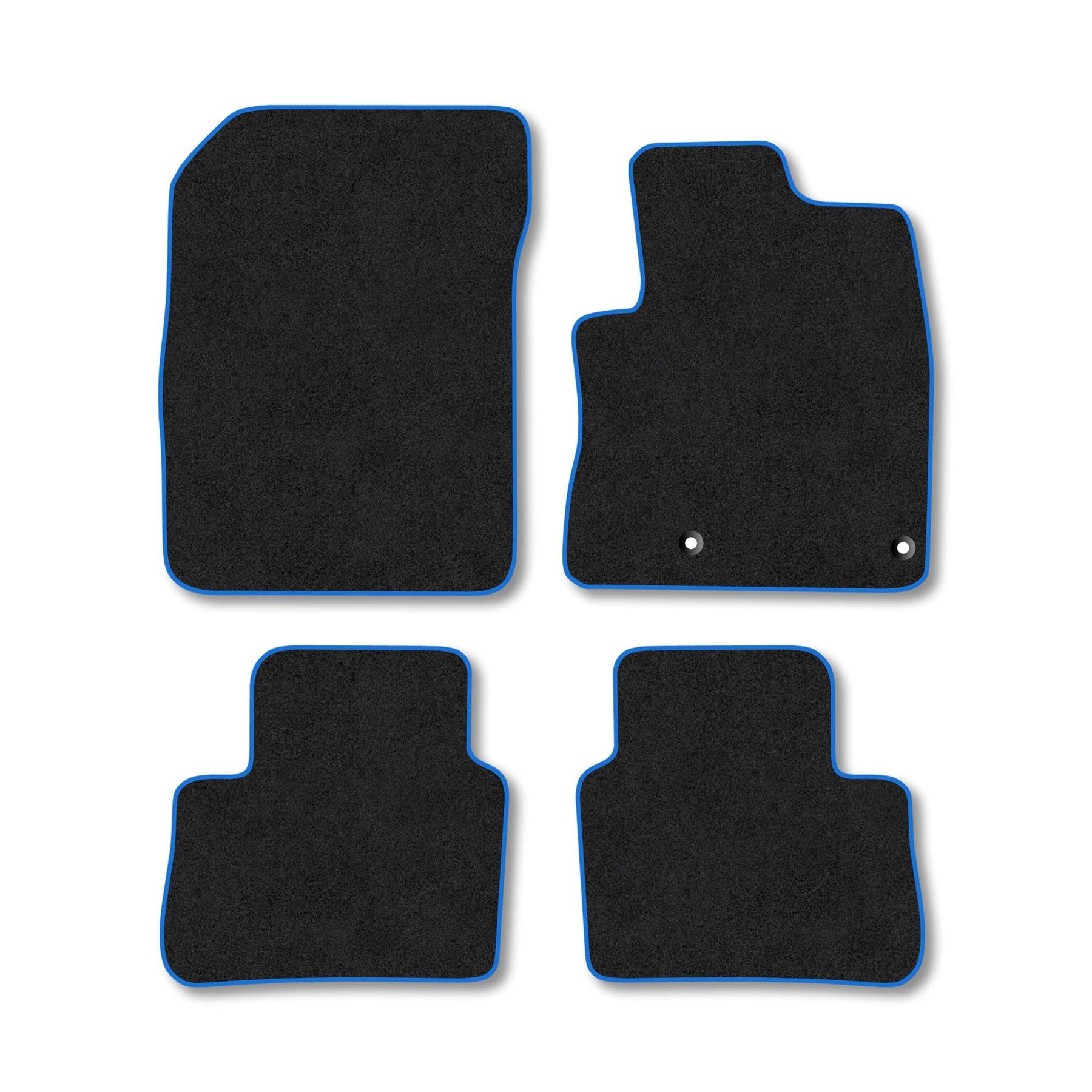 Nissan Qashqai (2021+) [Mild Hybrid] Premium Car Mats Accessories Tufted-Pile Carpet Blue Trim Tailored Fit Non-Slip Accessory Floor Mats Full Coverage Compatible Full Front & Rear Set with Clips