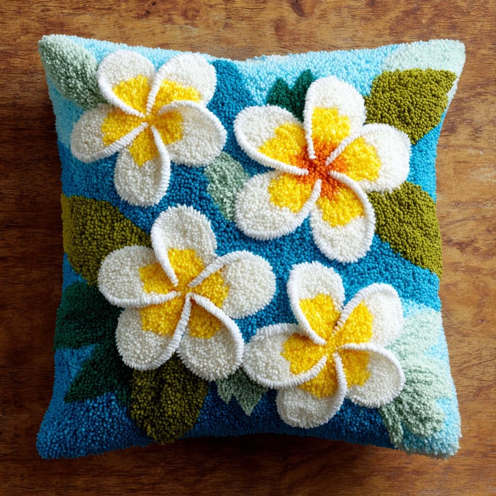 WallustrioaW Latch Hook Cushion Kits,Frangipani