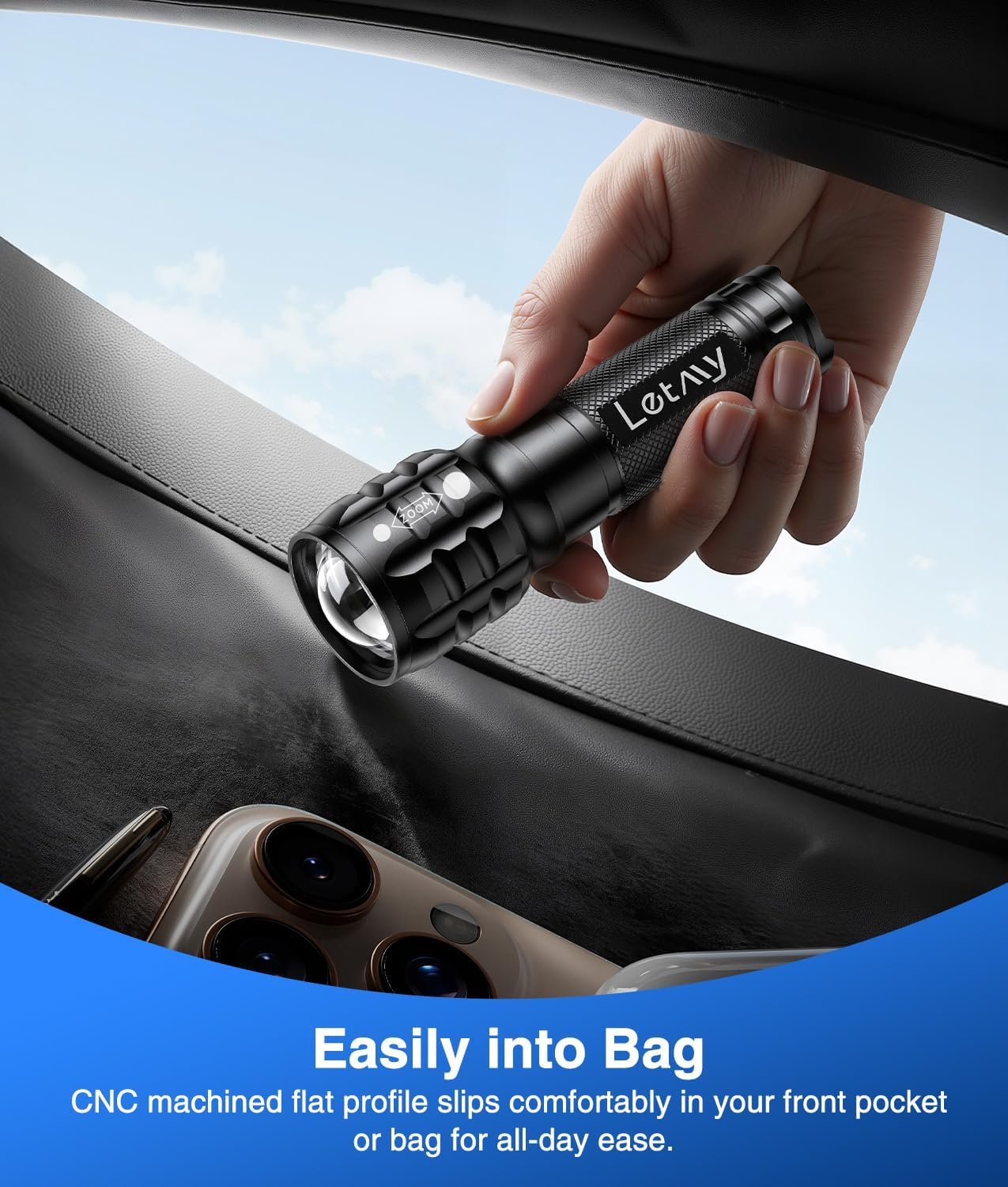 LETMY 4 Pack Rechargeable Flashlights High Lumens, 3 Modes Bright Small Flashlight for Home Tactica Flashlights Rechargeable, Zoomable LED Flashlights Waterproof for Outdoor,Camping Emergency - Image 5