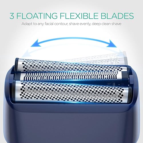 Miniatura 3 de VOYOR Afeitadora eléctrica de aluminio para hombres, afeitadora 3 en 1 para hombres con doble lámina de afeitado húmedo y seco, afeitado ligero de