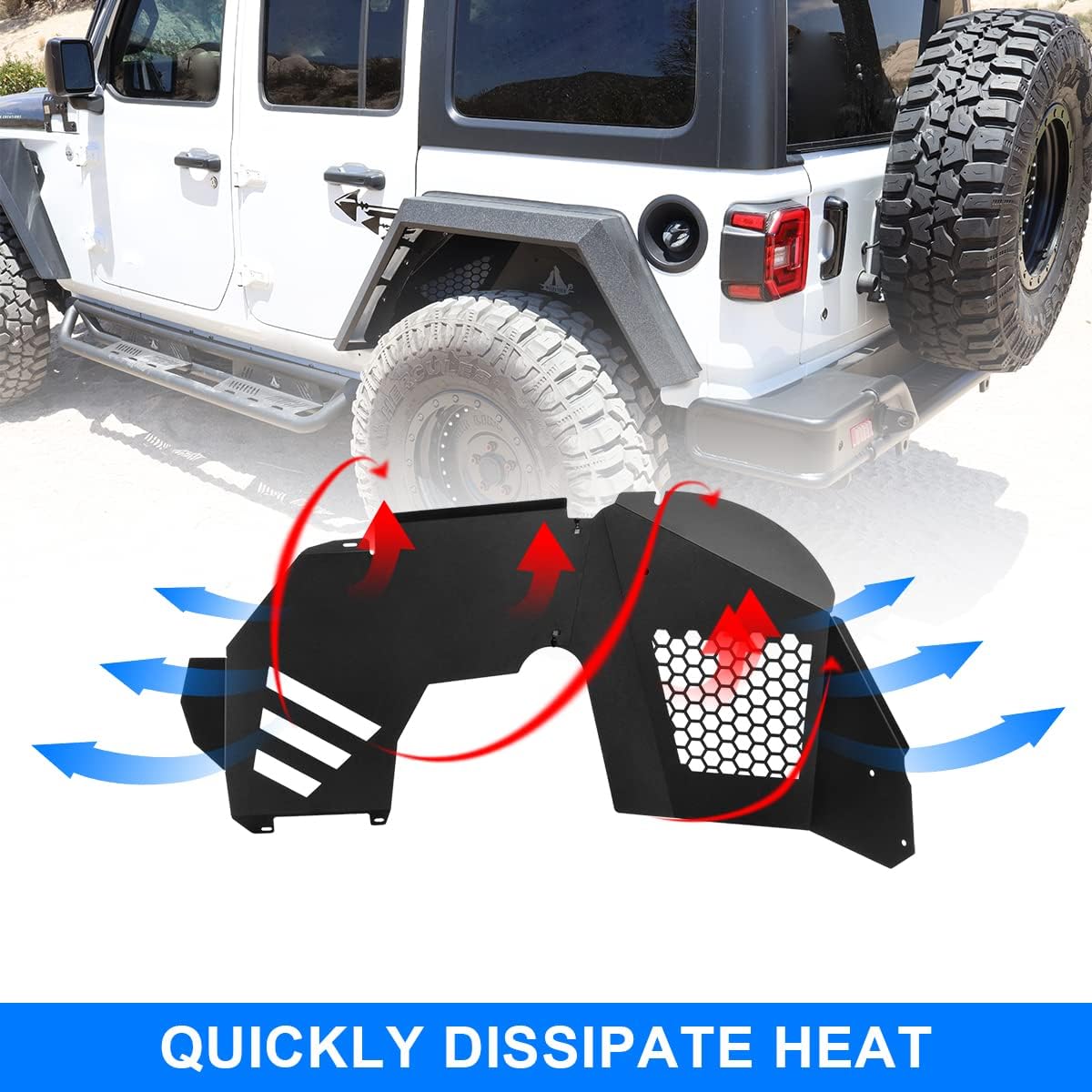 CPW Front Inner Fender Liners Compatible with 2018 2019 2020 2021 2022 2023 2024 2025 2026 Wrangler JL, Heavy Duty Steel Wheel Liners Fender Flares Splash Mud Guards Fit For Jeep Wrangler JL