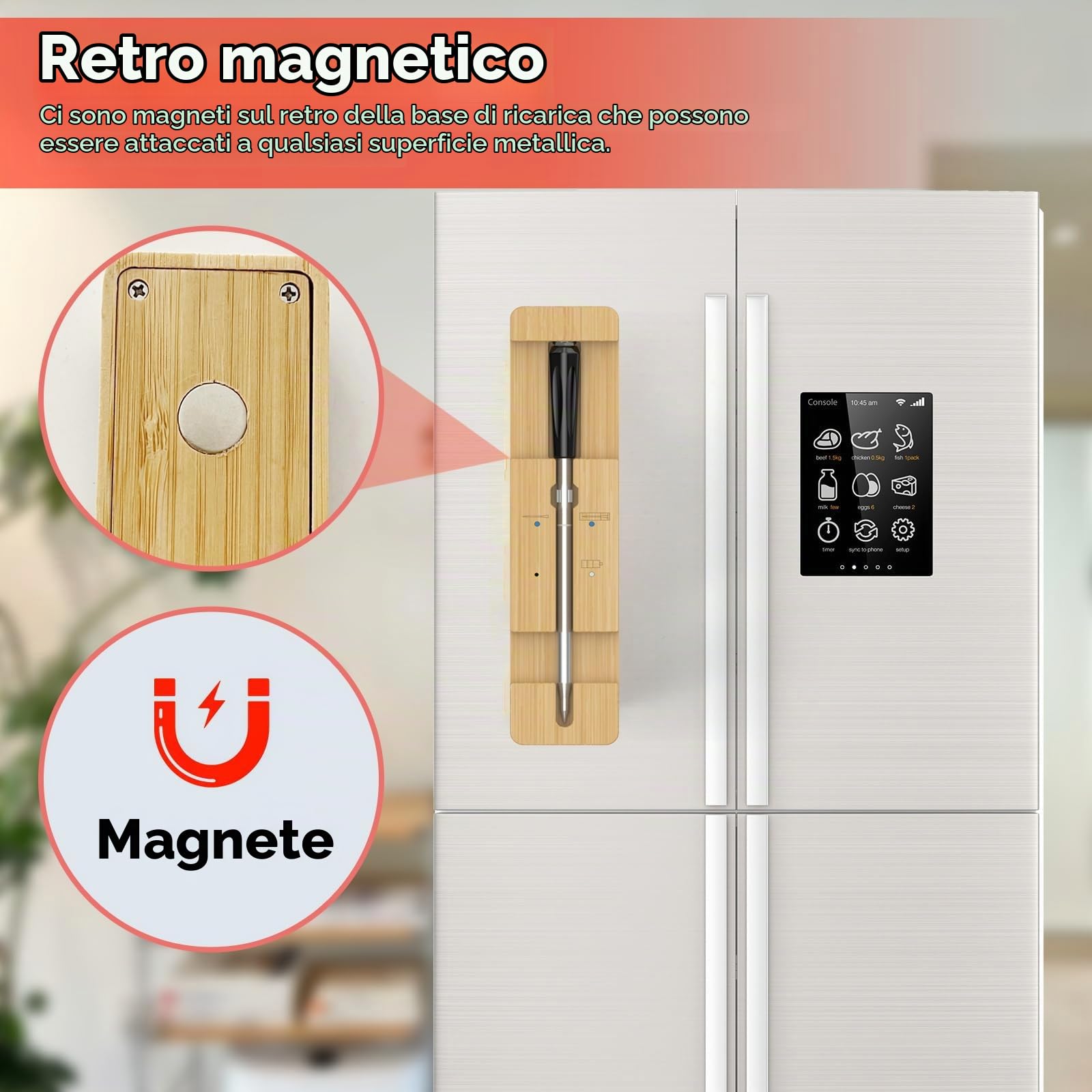 Termometro Cucina Wireless BBQ 100m Bluetooth Smart Termometro Carne Barbecue Intelligente Bluetooth PUò Essere Usato per Sonda Alimenti, Forno, Barbecue, Bistecca, App Compatibile con Ios/Android