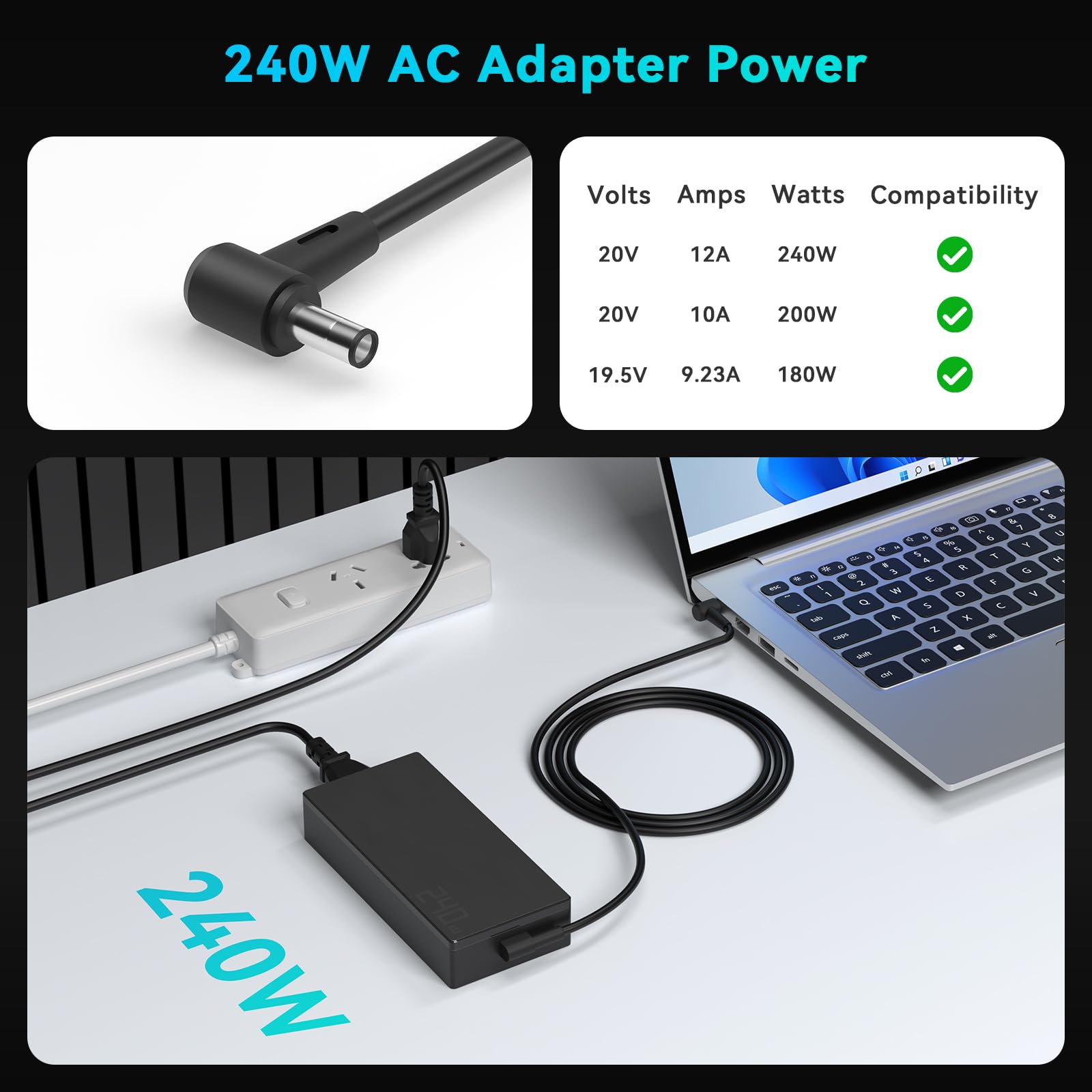 240W zasilacz ładowarka do Asus TUF A15 A17 F15 F17 FA507 FX507 FA707 FX707 Zephyrus G14 G16 G15 S17 GA402 GA503 GU605 ROG Strix 15 17 G15 G17 G512 G513 G712 G713 Vivobook Pro 14X 15X 16X