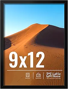 LaVie Home 9x12 Picture Frame for Wall Display, 9x12 Black Picture Frame with HD Plexiglas, 9 x 12 Frame 1 Pack, Display Frame for Vertical or Horizontal, Classic Collection