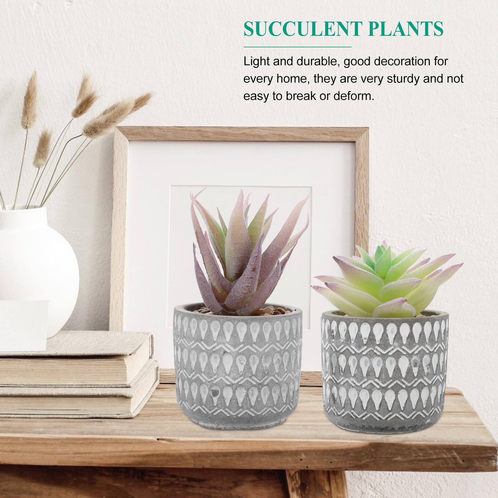 IMIKEYA Plante Artificielle en Céramique et Plastique 3 Pièces Succulente