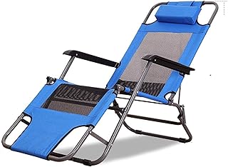 HZH Espreguiçadeira de malha de aço dobrável leve e ajustável Espreguiçadeira de piscina ajustável para pátio, jardim, praia, multicolorida, espreguiçadeira opcional, cadeiras de jardim (cor: azul,