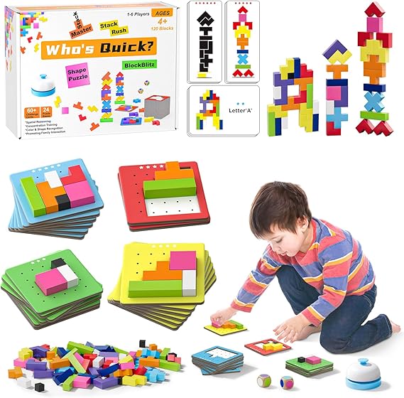 QianShouYan Tetris Board Game Set 120 Pcs Block Puzzle