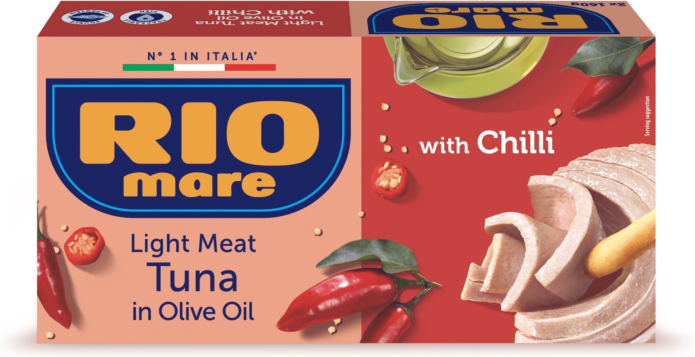Rio Mare Light Meat Tuna in Olive Oil with Chilli Peppers - Pack of 2 x 160g