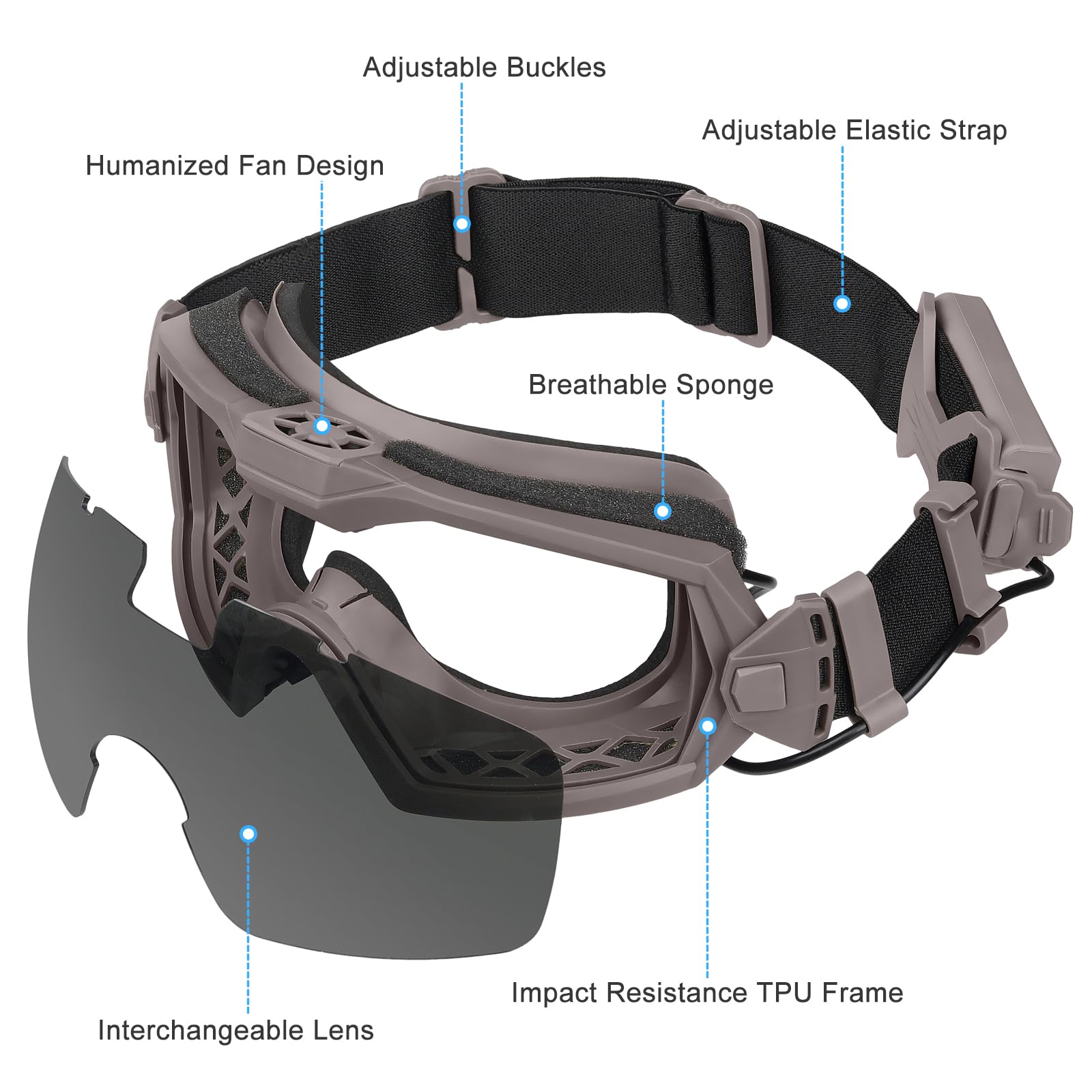 Gafas de Airsoft antivaho, gafas tácticas con ventilador y lentes intercambiables, gafas de seguridad militar y gafas