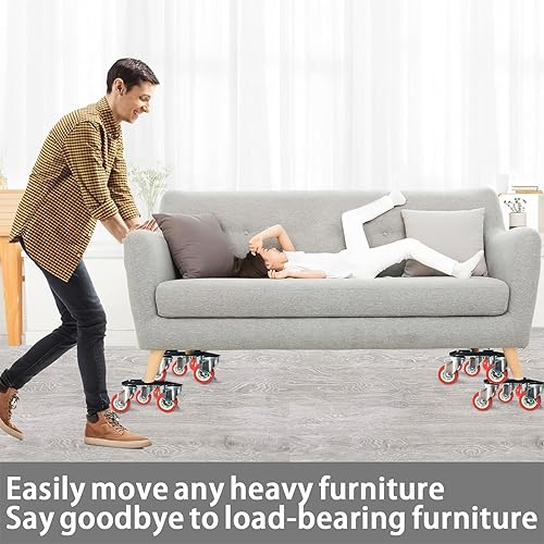 Miniatura 15 de Muevadores de muebles con 5 ruedas, juego de herramientas deslizantes de muebles para mudanzas pesadas, ruedas de muebles, capacidad máxima, 1650