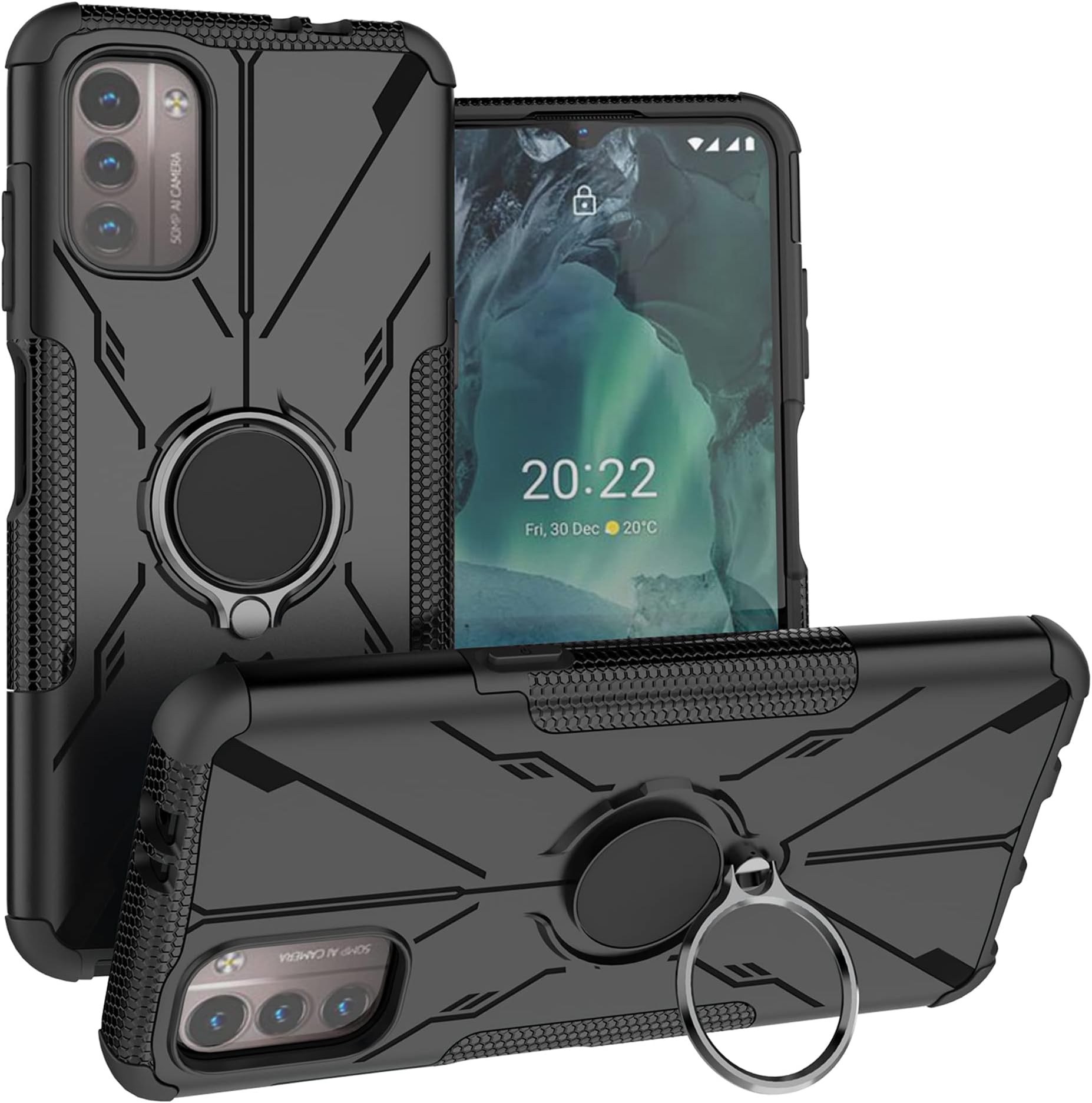 LiuShan Compatible with Nokia G11 case,Nokia G21 case,360° Rotation Ring Holder Kickstand Military Grade Shockproof Cover for Nokia G11 / Nokia G21 Smartphone(Not Applicable Nokia G10 / G20,Black