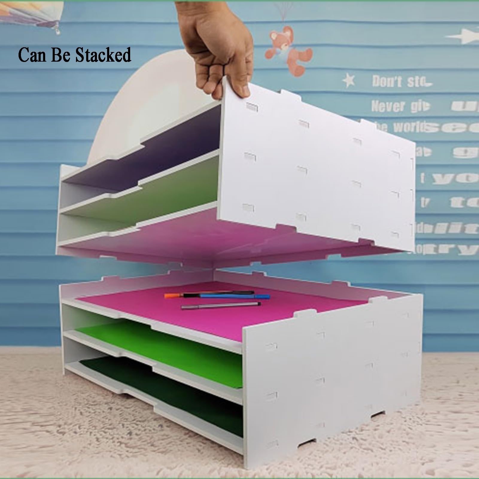 Organizador De Papel, Organizador De Clasificación De 3 Capas, Clasificador De Papel Con Estantes Extraíbles, Gabinete De Almacenamiento De Papel For El Hogar, El Aula, La Oficina, La Escuela, Negro(4