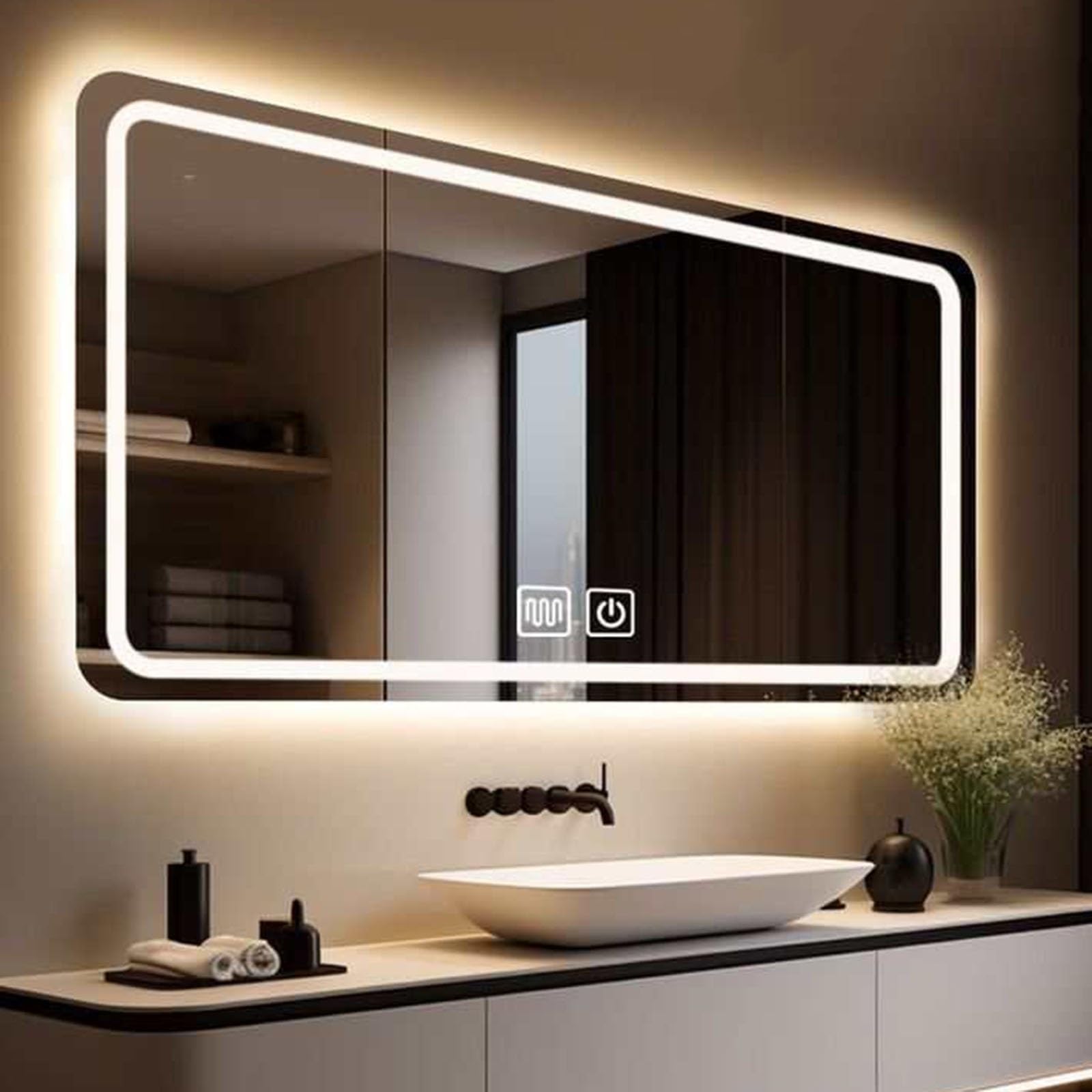 Miroir de salle de bain rectangulaire à LED pour illuminer vos routines matinales