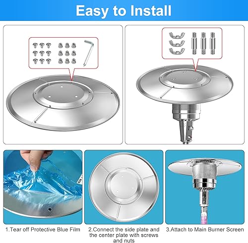 Miniatura 6 de Protector reflector de calentador de patio para exteriores, protector reflectante de calor de propano para calentadores al aire libre, parte de