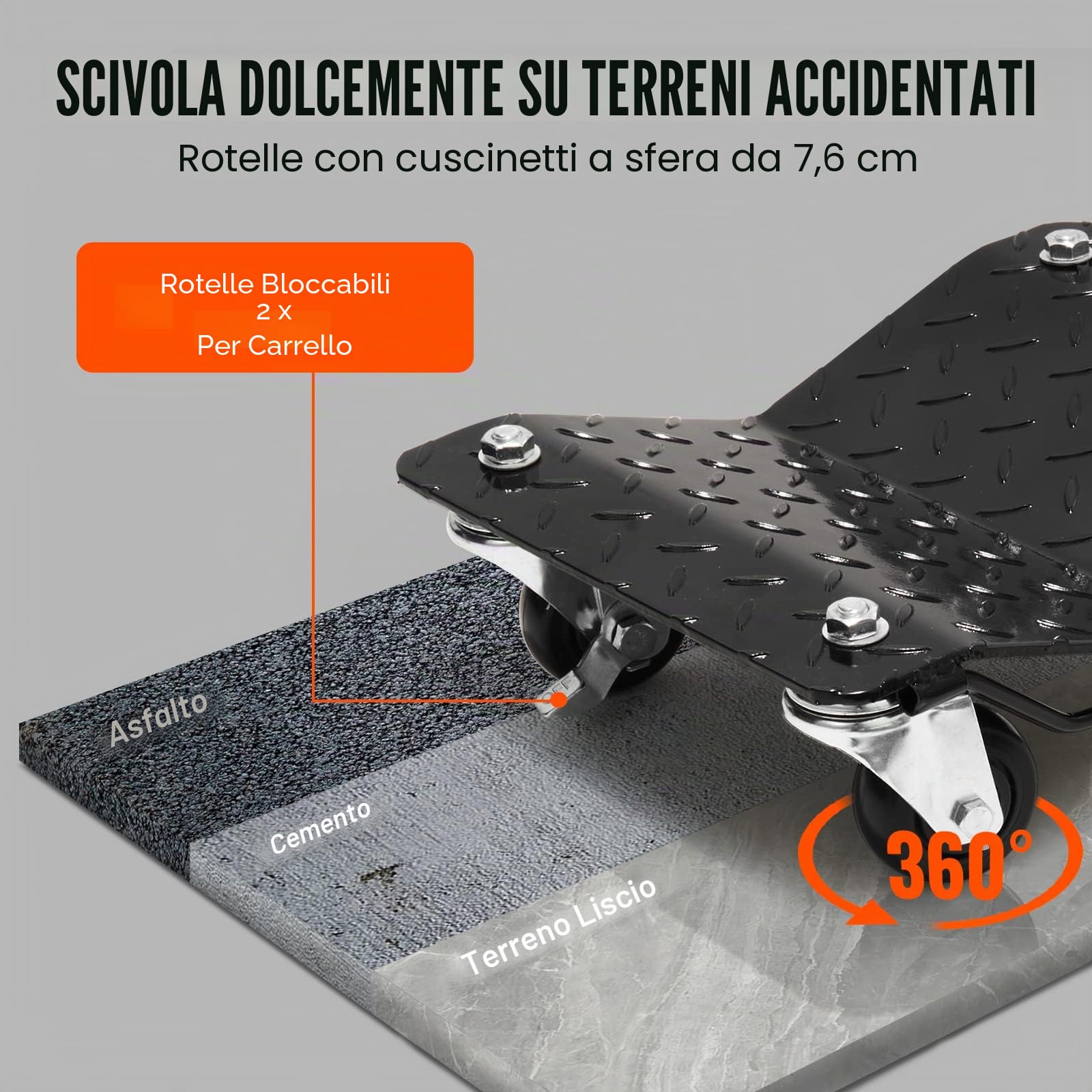 VEVOR Carrello Sposta Auto Moto Sottoruote 2 Pezzi Carico Singolo 700kg Carico Max. Totale 1400 kg, Pedana Carrello Sposta Auto Ausilio di Manovra Posizionatore per Veicoli Ruote Adattabile 0-30,5 cm