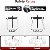 Vista 2 de BILITOOLS Extractor de engranajes de 6" con 2 mordazas, interno externo para la extracción de poleas, volantes, rodamientos y engranajes