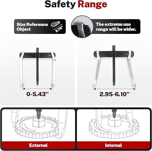Miniatura 10 de BILITOOLS Extractor de engranajes de 2 mordazas de 8 pulgadas, externo interno para la extracción de poleas volantes rodamientos y engranajes
