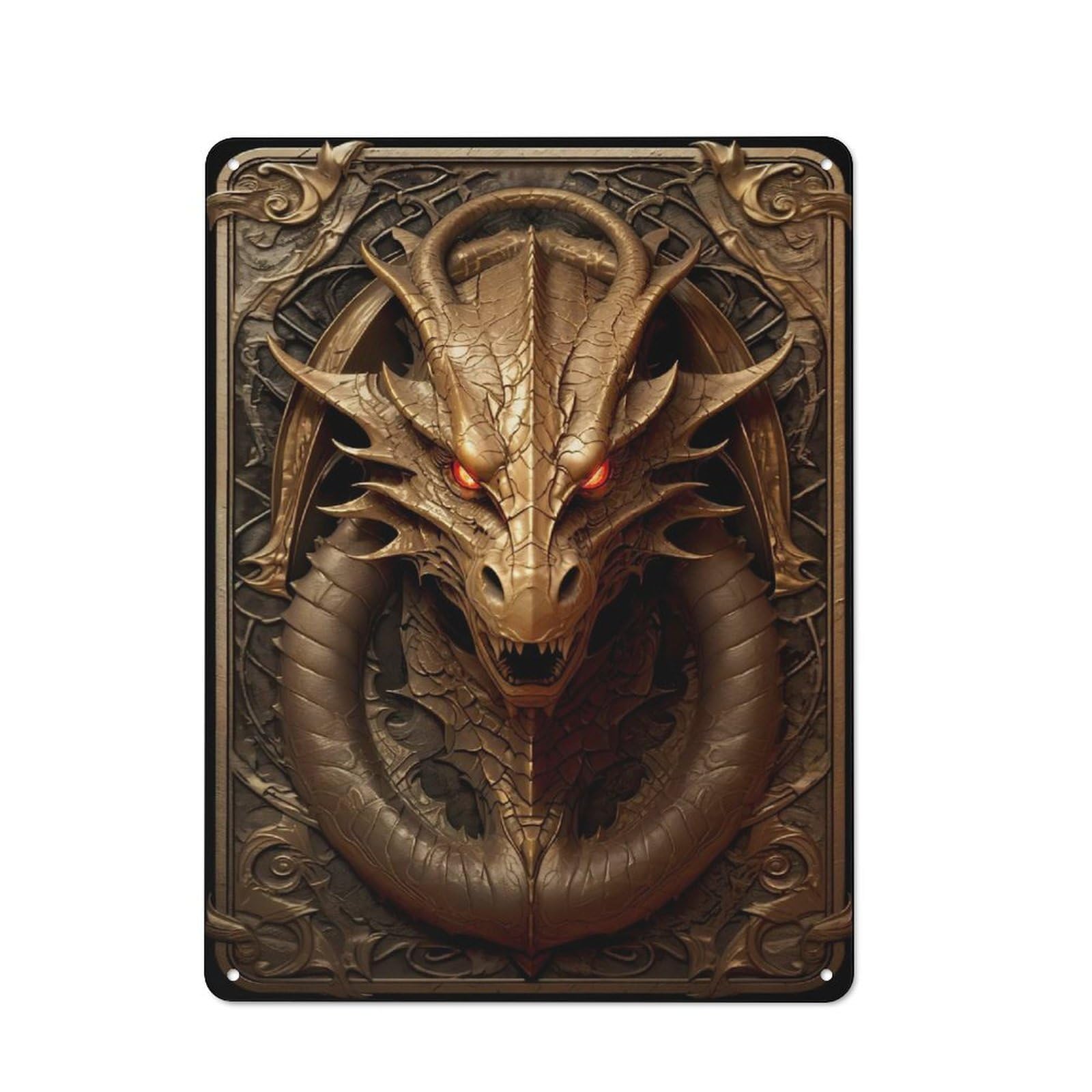 Junmoney Style-9 Retro Devil Dragon Lord Art Deco Metal Gift Sign 40X30cm, Home Wall Decor For Flat, Dorm Room, Lounge Or Cafe