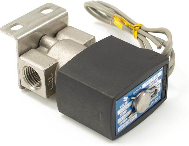Válvula solenoide de ar 1/4" NPT em aço inoxidável HornBlasters com suporte – 1 unidade