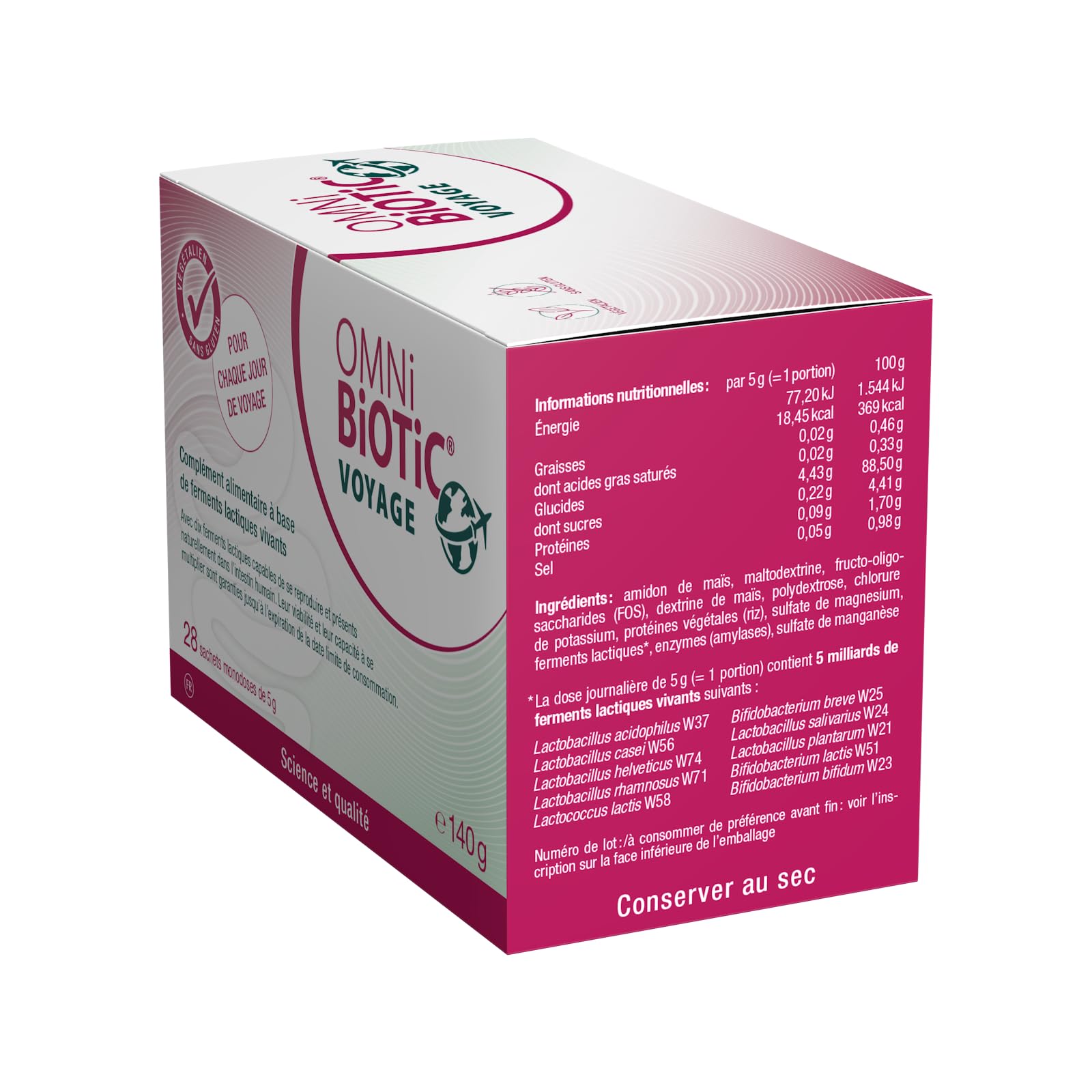 OMNi-BiOTiC VOYAGE | Probiotique vacances & déplacements | Pour toute la famille | 10 souches bactériennes | 5 milliards d’UFC par dose journalière | 28 sachets | En poudre