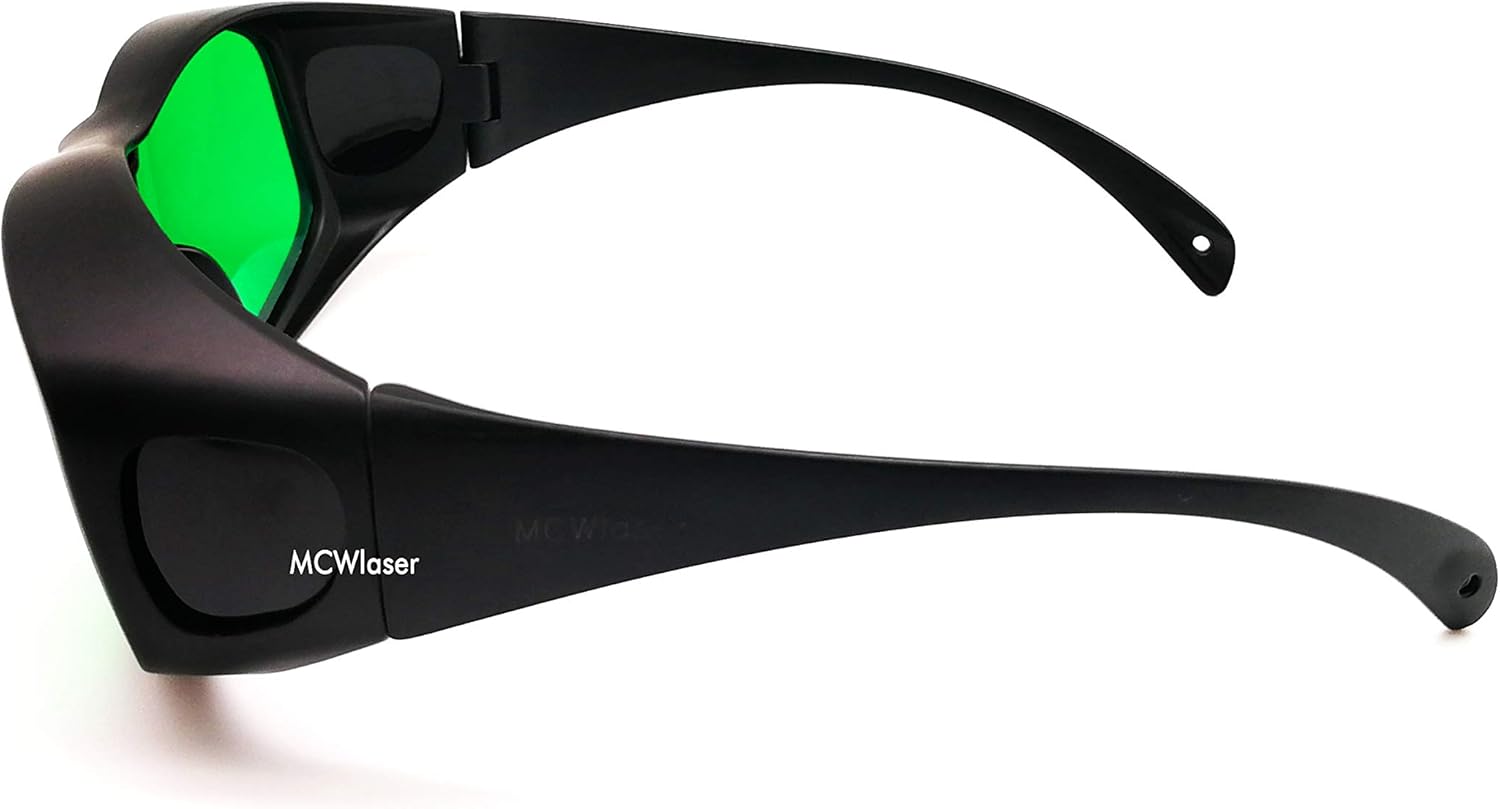 MCWlaser Laser safety glasses goggles 190-470nm & 610-760nm for UV Light, Blue, Ruby Red, Green, Picosecond Laser 405nm, 445nm, 450nm, 635nm, 650nm, 694nm, 755nm Style 9