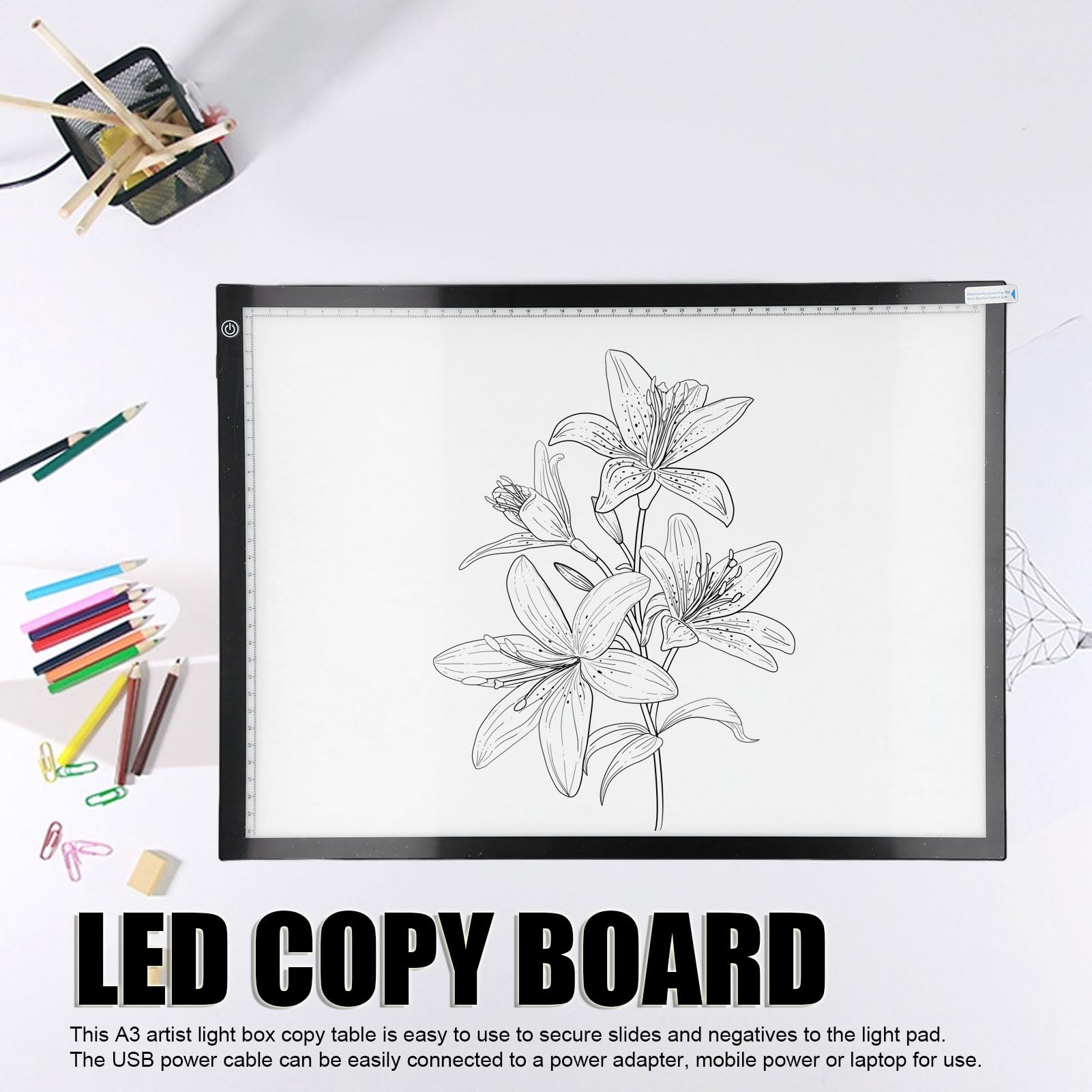 A3 LED Leuchttafel mit dimmbarer USB-Ladungskabel zur Digitalisierung von Kunstwerken, Dias und Negativen
