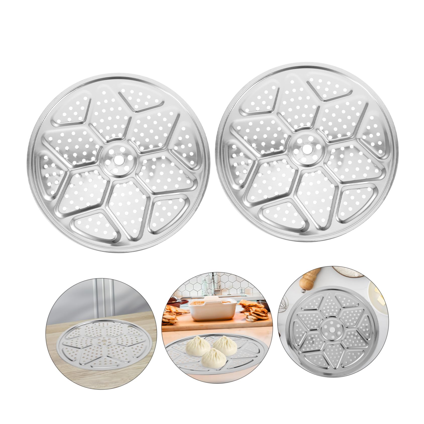 SHINEOFI 2 piezas Bandeja de Vapor Redonda de Acero Inoxidable de Rejilla para Cocinar al Vapor Compatible con Ollas y Cocedoras Presión Resistente y Duradera para Cocina Doméstica y