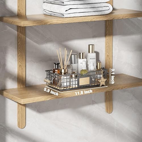 Miniatura 10 de Cesta organizadora de baño, organizador de baño y almacenamiento, cesta de alambre de metal, organizador de encimera de baño con asas, cestas de