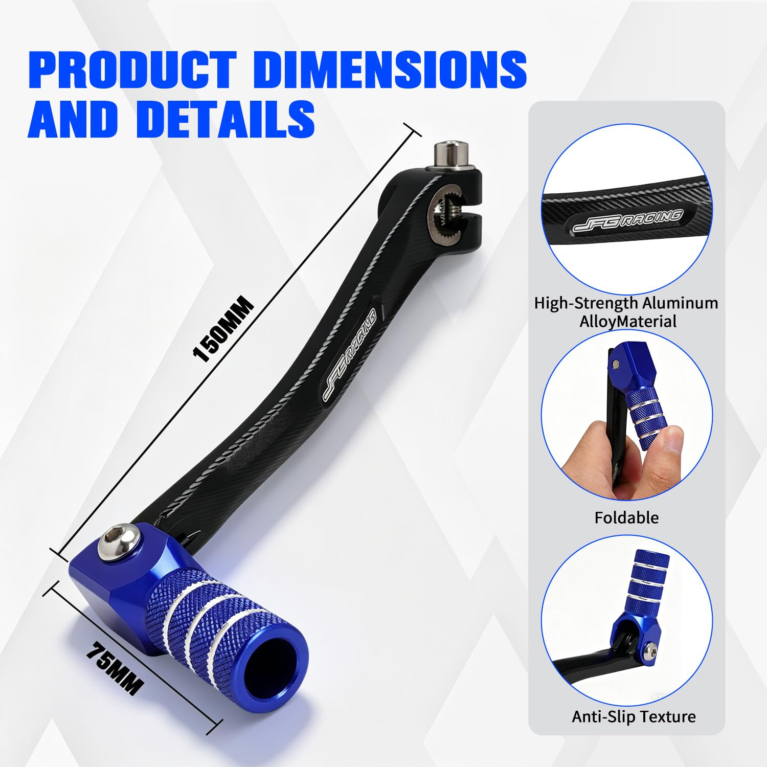 JFG RACING Leva Cambio Moto,Leva del Cambio Pieghevole in Alluminio CNC per Dirt Pit Bike 50cc-125cc XR50 CRF50 XR70 CRF70 XR110 CRF110-Blu