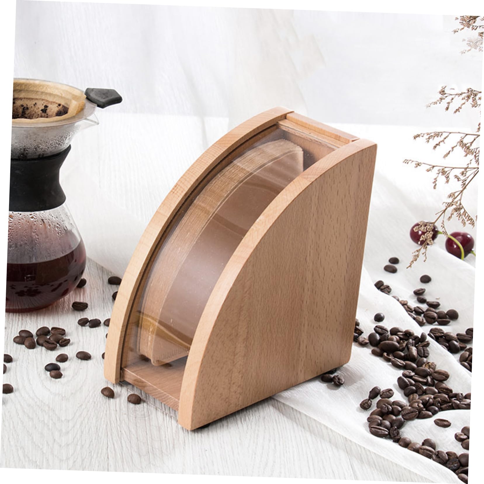 GLEAVI Kaffeefilter Halter aus Holz Kaffeefilter Aufbewahrungskiste Filterpapier Organizer für Zuhause und Büro mit Großem Fassungsvermögen und Schöner Optik
