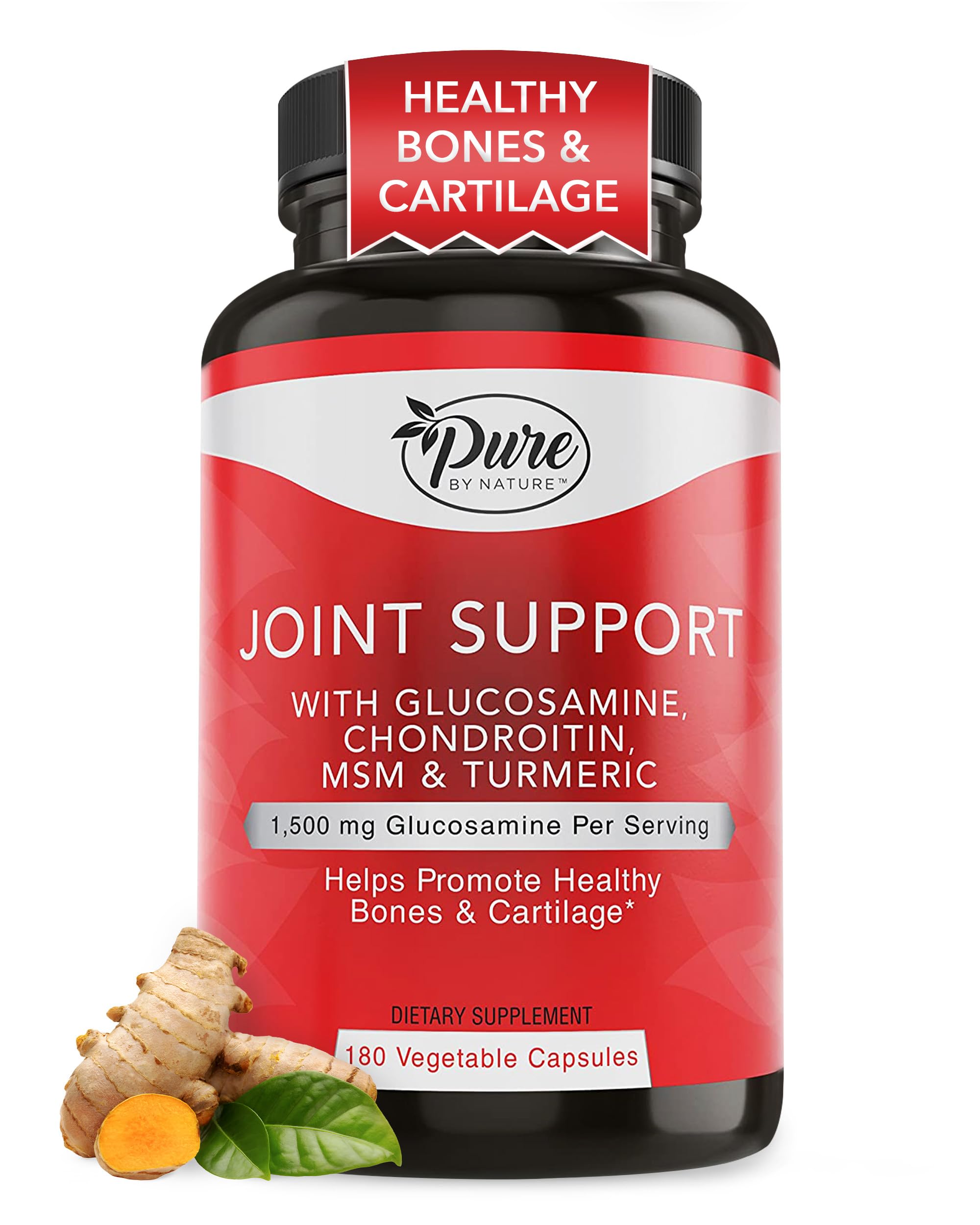 Joint Support, Glucosamine with Chondroitin Turmeric MSM Boswellia Supplement, 180 Capsules