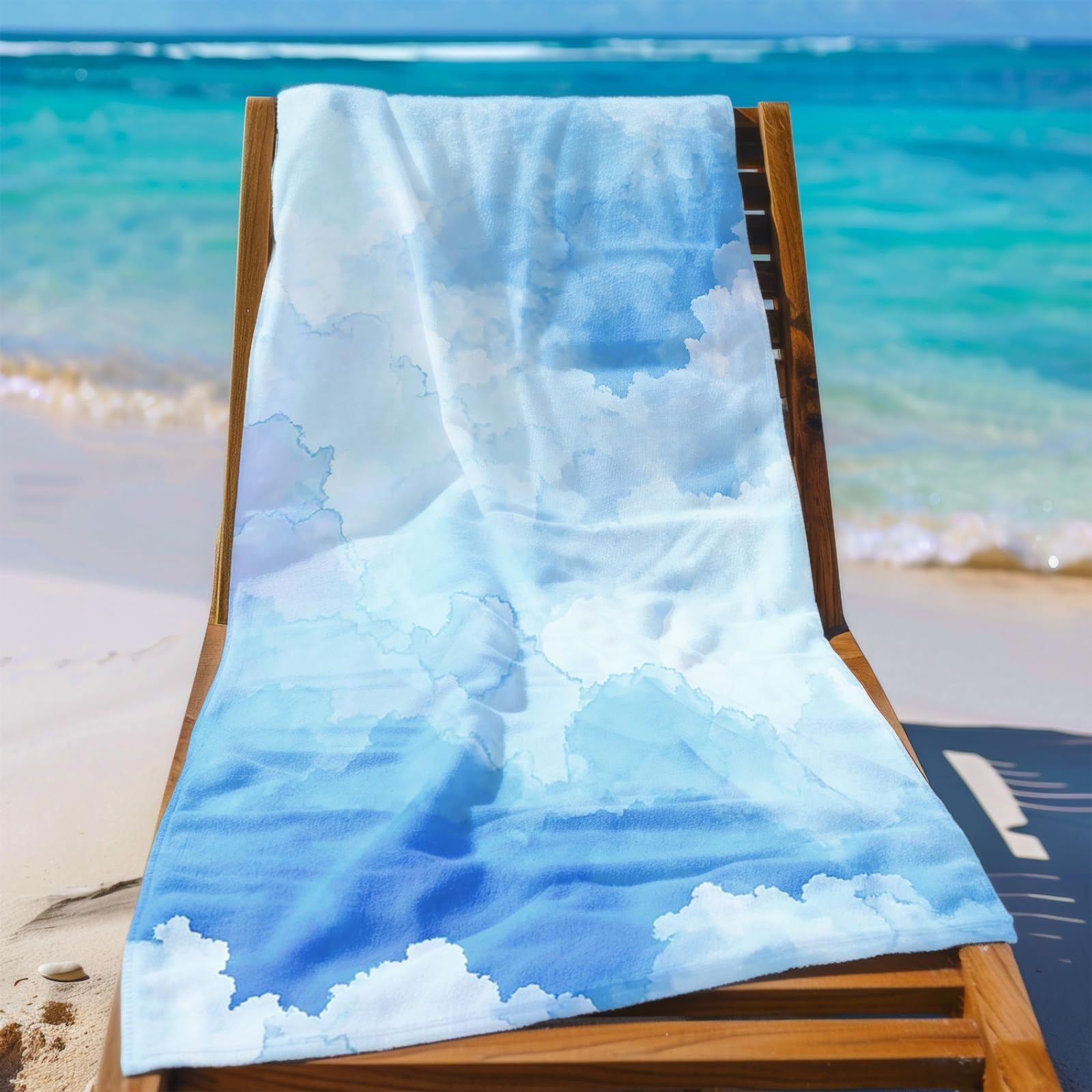 Générique Serviette de Plage XXL Modèle Bleu | Grande Taille Serviette de Plage et Douche Avec Elastique Microfibre Absorbante et Légère Sport Séchage Rapide