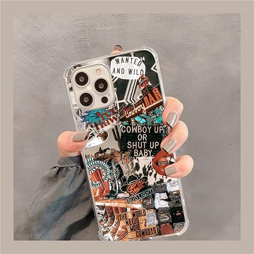 Miniatura 2 de Funda de collage de vaquera occidental para iPhone 15 Pro Max, funda de TPU con diseño único y moderno de TPU para iPhone 15 Pro Max, diseño único y