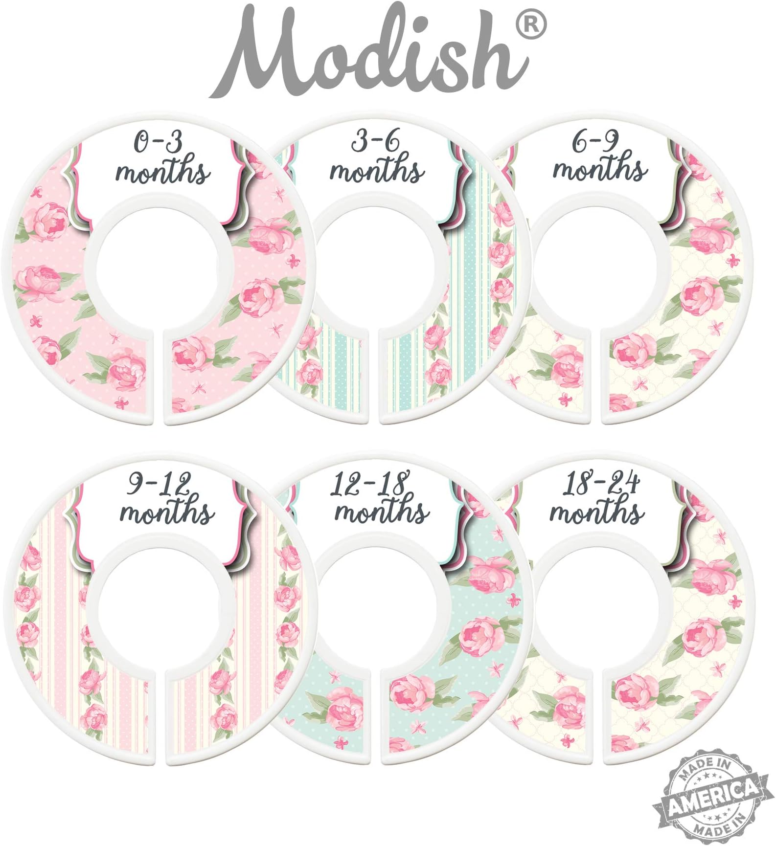 Modish Labels Baby Nursery Closet Dividers, Closet Organizers, Nursery Decor, Baby Girl, Flowers, Roses, Pink, Mint, Shabby Chic