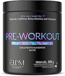 Pré Treino 300g Morango e Melancia Ellym Nutrition Beta Alanina Taurina Cafeina L-Arginina Pre Workout
