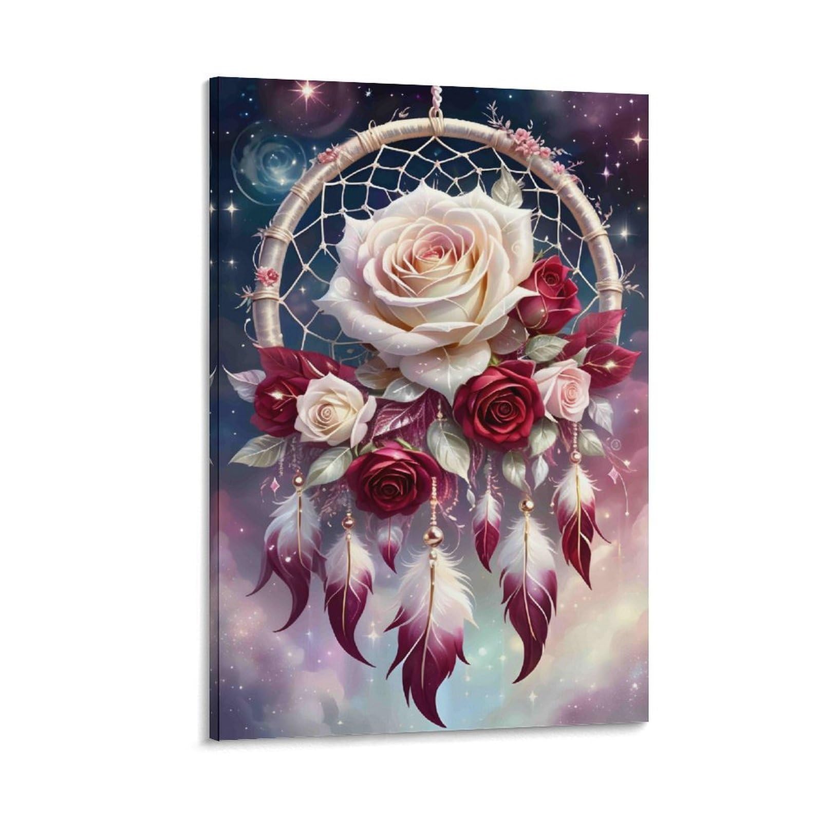 DHBANEIOK Dreamcatcher Rose Art Wall Decor Poster Giclee Canvas Prints Modern Wall Art Picture Wall Hanging for Living Room Home Decorations 24x36inch(60x90cm)