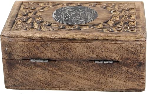 Miniatura 4 de Caja de almacenamiento de madera tallada a mano para chakras (corazón)