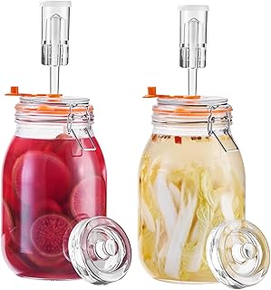 12 Gut Healthy Recipes for Better Digestion 45 JILLMO 1.8 Liters Fermentation Jar, Glass Fermenting Kit with Weight for...