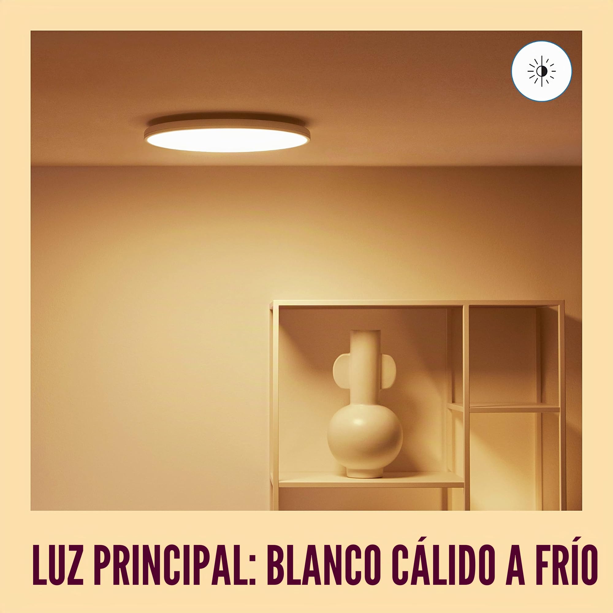 WiZ - Lámpara de techo blanca Rune Luz Blanca de cálida a fría 21W, Wi-Fi, con tecnología SpaceSense y compatible con Alexa y Google Home