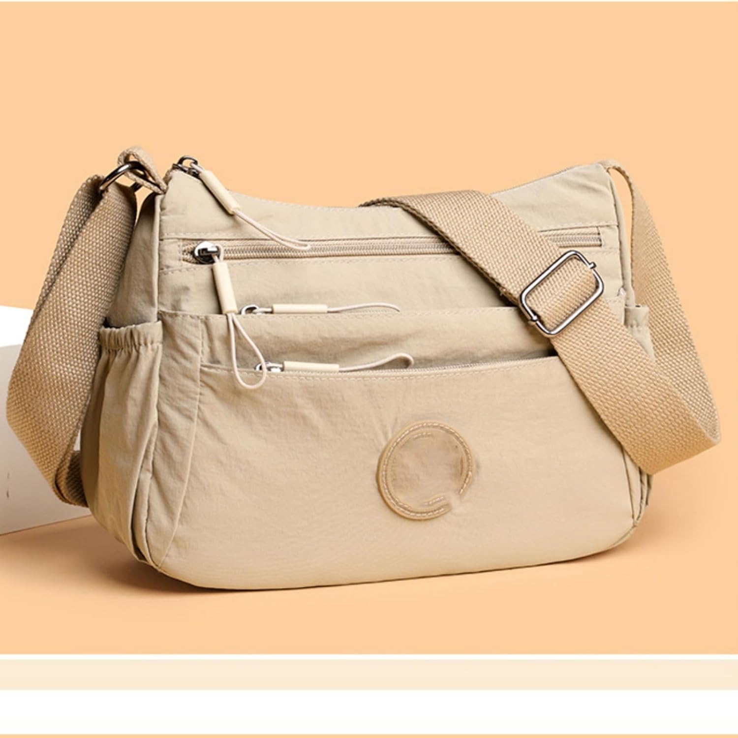 Solid Color Fashionable Multi-pocket Zipper Crossbody Bag,Multi-pocket Zipper Pocketbooks Shoulder Bags, Daily Use
