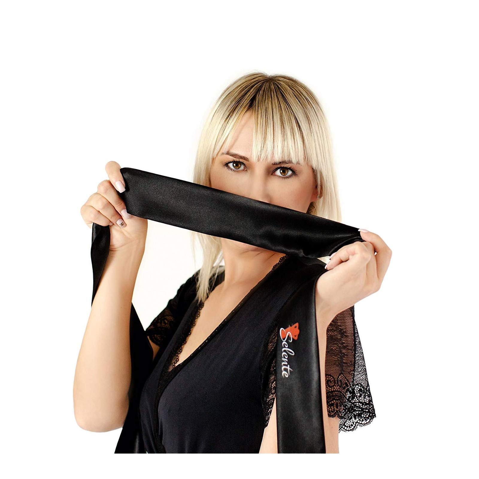 Selente Luxury Love Body in raso e pizzo con Esclusiva Benda per Occhi in Raso. Made in EU.
