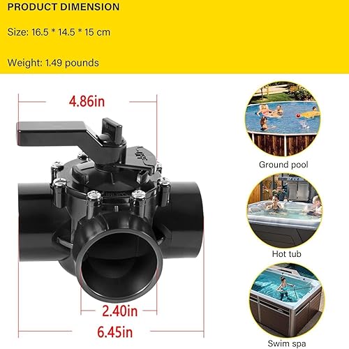 Miniatura 7 de 4717 Pieza de repuesto de 3 puertos de 2 a 2.5 pulgadas para válvula desviadora de sello positivo Jandy compatible con sistema de piscina de tierra,