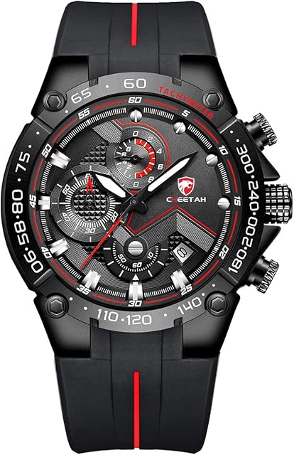 Affute Mens Watches Sports Waterproof Chronograph Watch with Silicone Strap, Date, Luminous Quartz Wristwatch