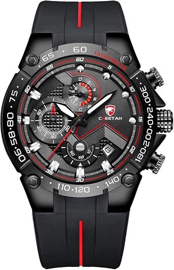 Affute Mens Watches Sports Waterproof Chronograph Watch with Silicone Strap, Date, Luminous Quartz Wristwatch