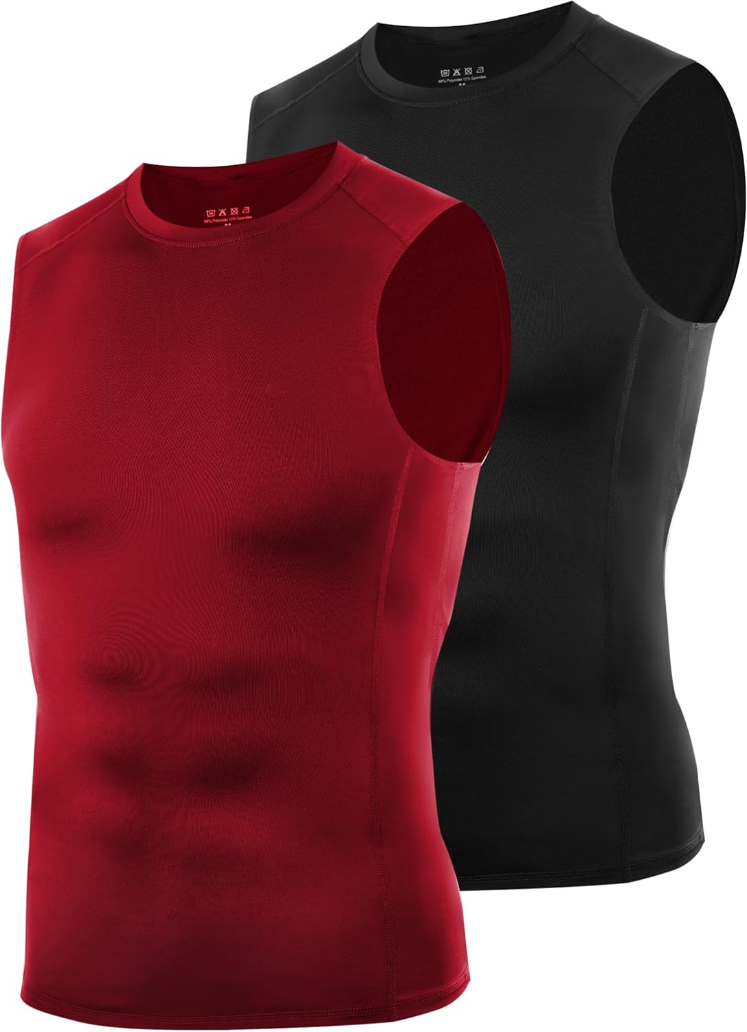 Twekfish 2 Pack Sleeveless Compression Shirt Men, Quick Dry Athletic Workout Tank Top, Gym Sports Base Layer Undershirts